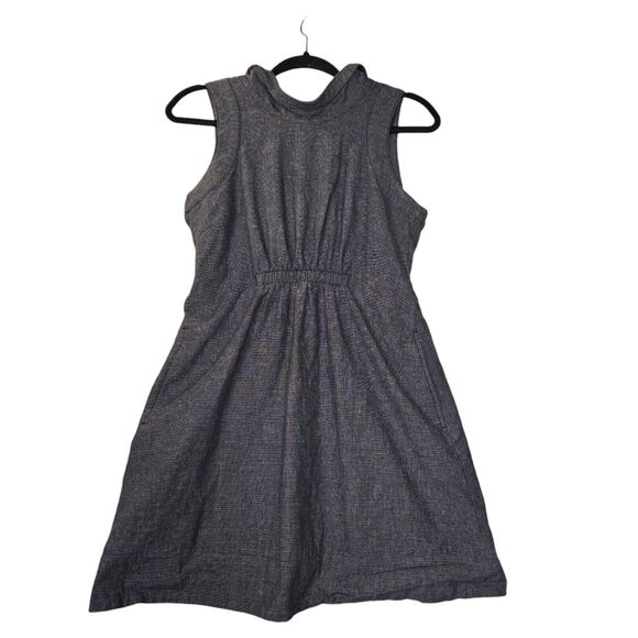 Tulle Brand Womens Small Dress Denim Mini Pockets Belt Pattern Lining Classy - Picture 5 of 16